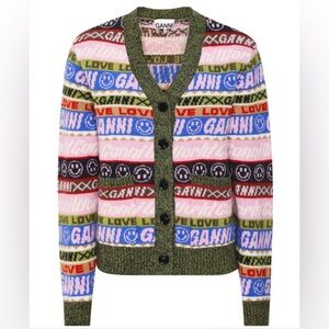 GANNI Wool Graphic Cardigan